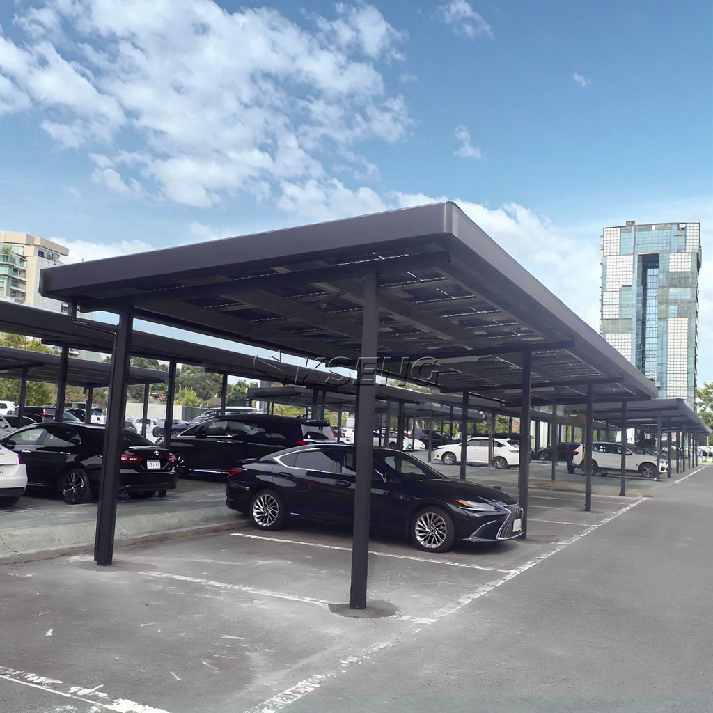 Syst&egrave;me de rayonnage pour abri de voiture solaire, structure en aluminium imperm&eacute;able, coupe-vent et durable