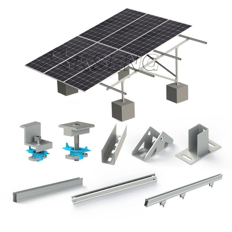Kit de support de montage au sol pour panneaux solaires en acier au carbone