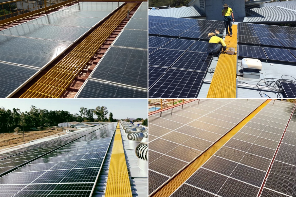 ODM d'oem d'approvisionnement d'usine de grille de passerelle de FRP de toit en m&eacute;tal solaire de KSENG