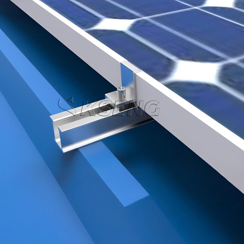Syst&egrave;me de montage solaire sur mini rail pour toit trap&eacute;zo&iuml;dal - Profil&eacute; en aluminium AL6005