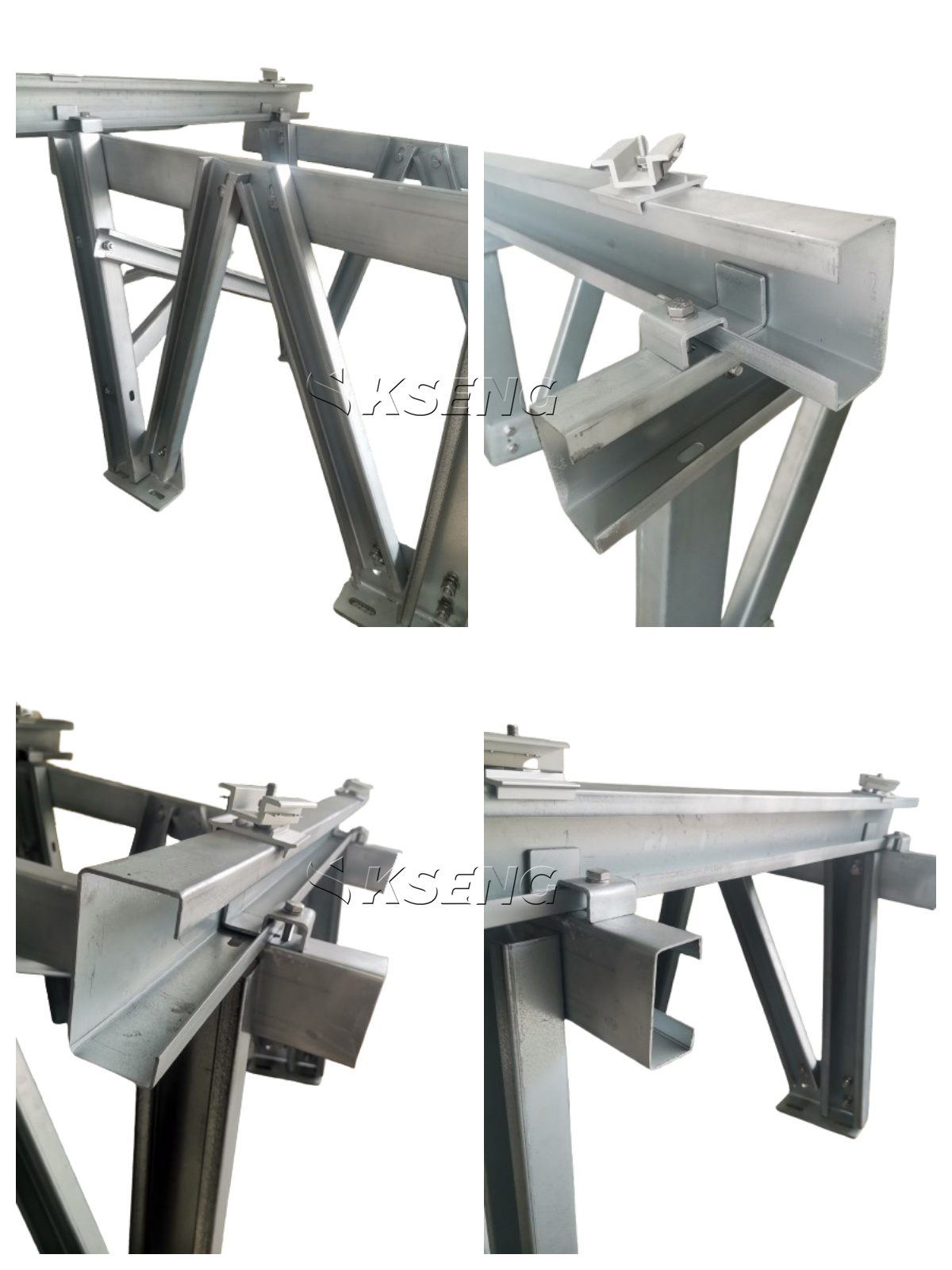 Connexion et structure de support de rayonnage au sol solaire en acier Zn-Al-Mg