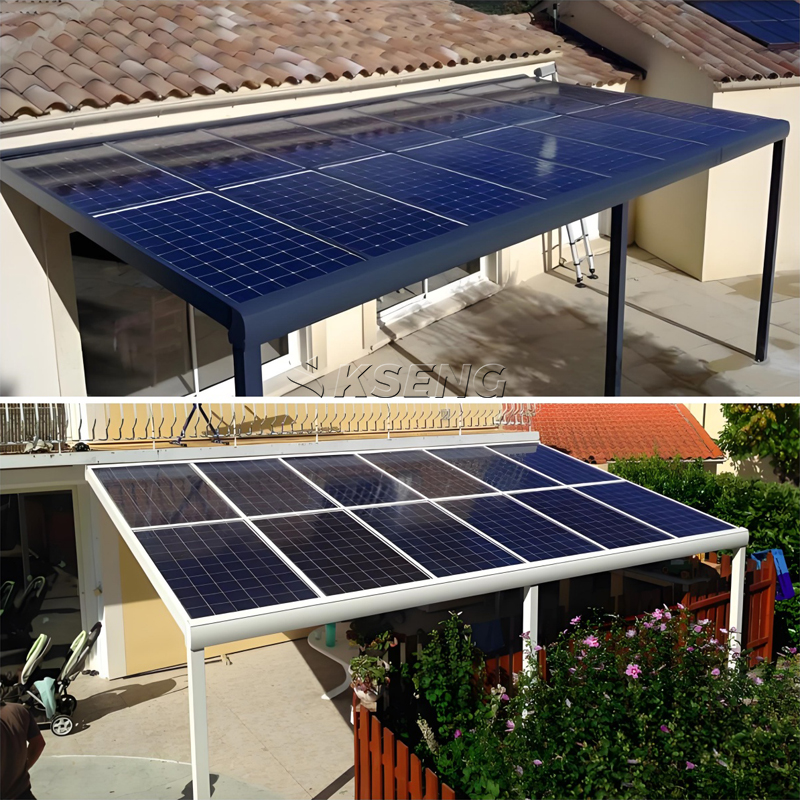 Structure solaire durable l&eacute;g&egrave;re et durable d'abri de voiture solaire en aluminium fix&eacute; au mur moderne