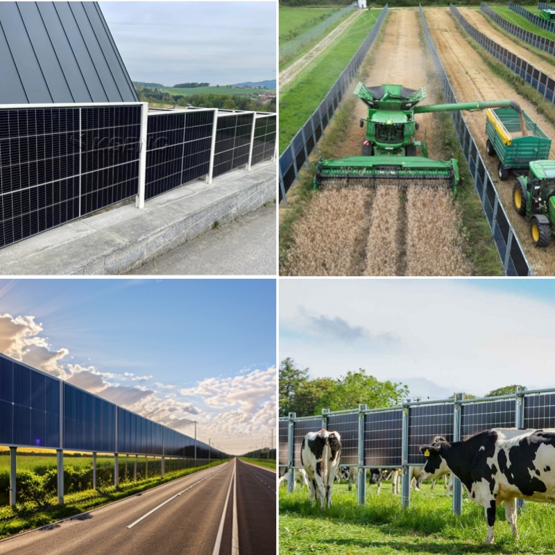 Syst&egrave;mes de montage photovolta&iuml;que bifacial vertical solaire
