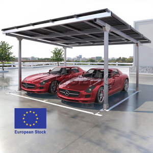 Abri de voiture solaire en aluminium durable, stock europ&eacute;en, avec garantie de 10 ans