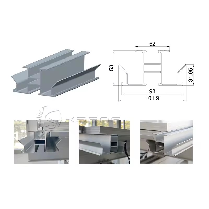 Rail solaire étanche en aluminium pour abri solaire