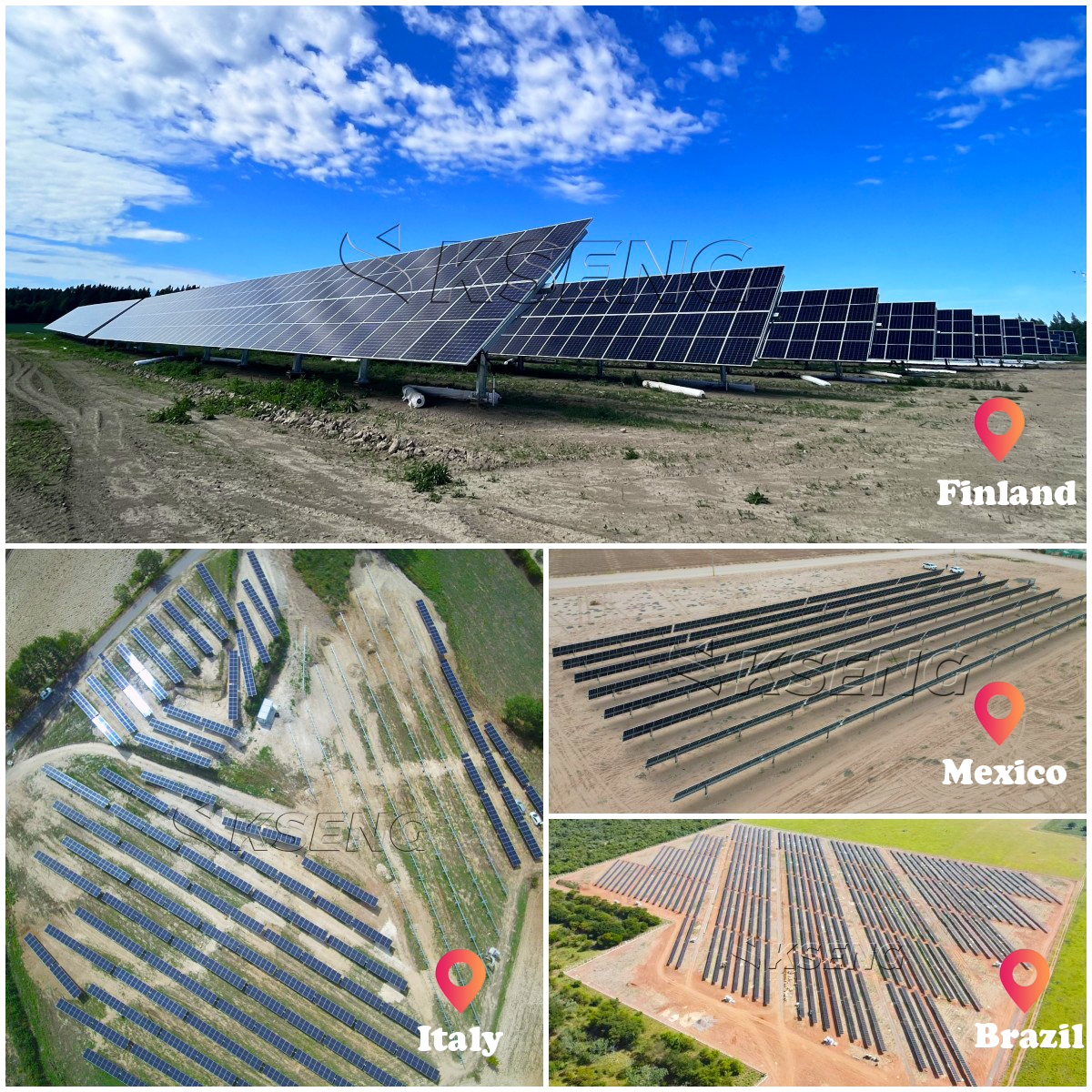 Traqueur solaire &agrave; axe unique &agrave; liaison double rang&eacute;e KST-1P-TL