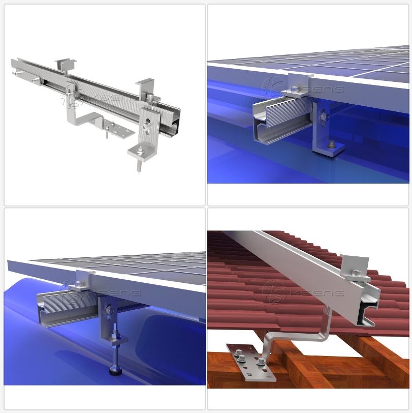 Rails de montage de panneaux solaires noirs en aluminium, vente chaude