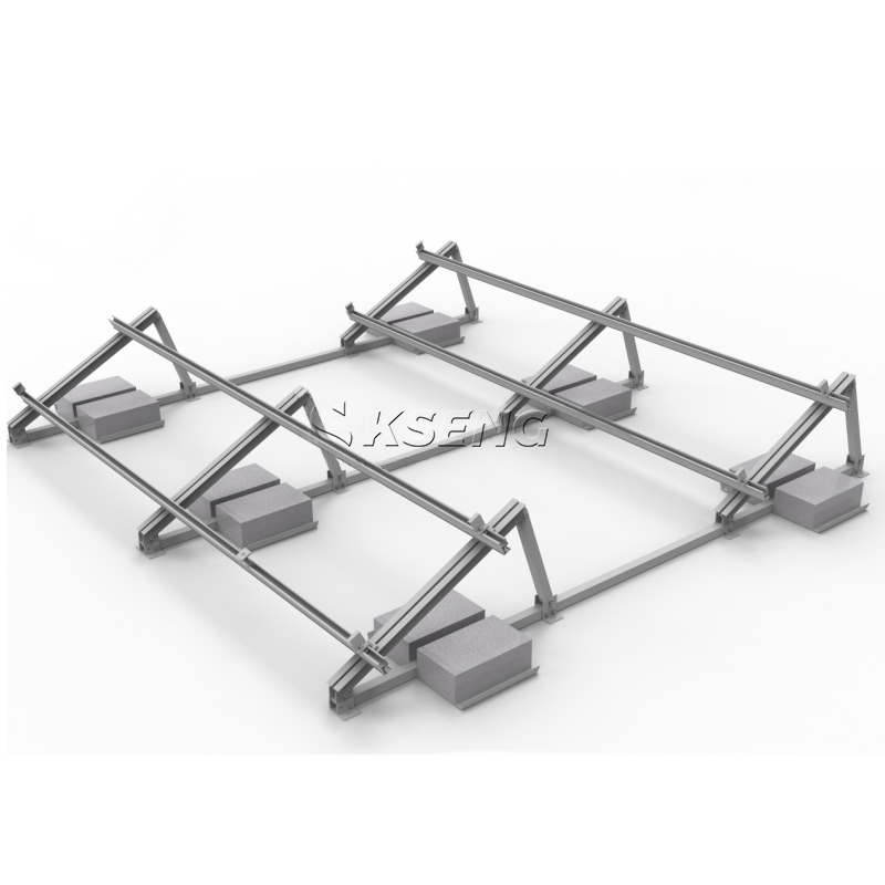 Montage solaire &agrave; ballast triangulaire sur toit plat