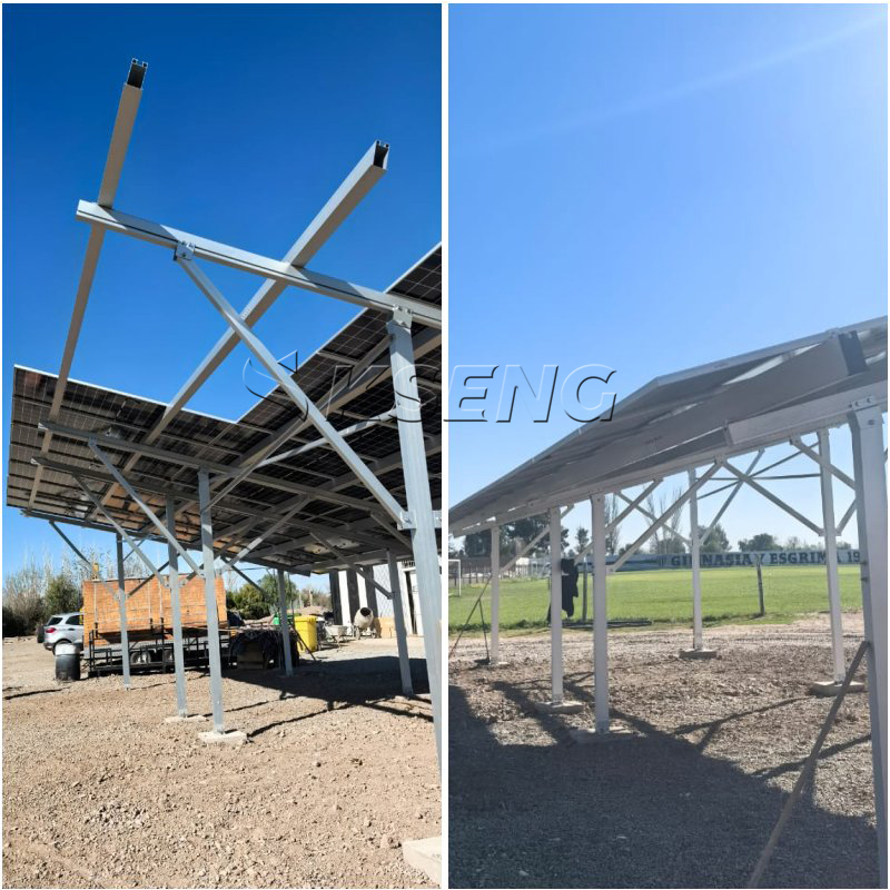 Structure de carport solaire en aluminium Kseng AL6005-T5 pour un parking de quatre voitures en Argentine