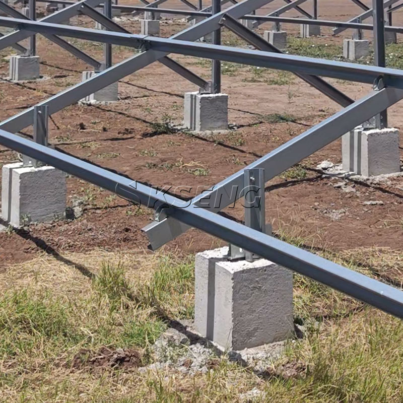 Syst&egrave;me solaire de b&acirc;ti au sol d'acier au carbone de magn&eacute;sium en aluminium de zinc pour la fondation en b&eacute;ton