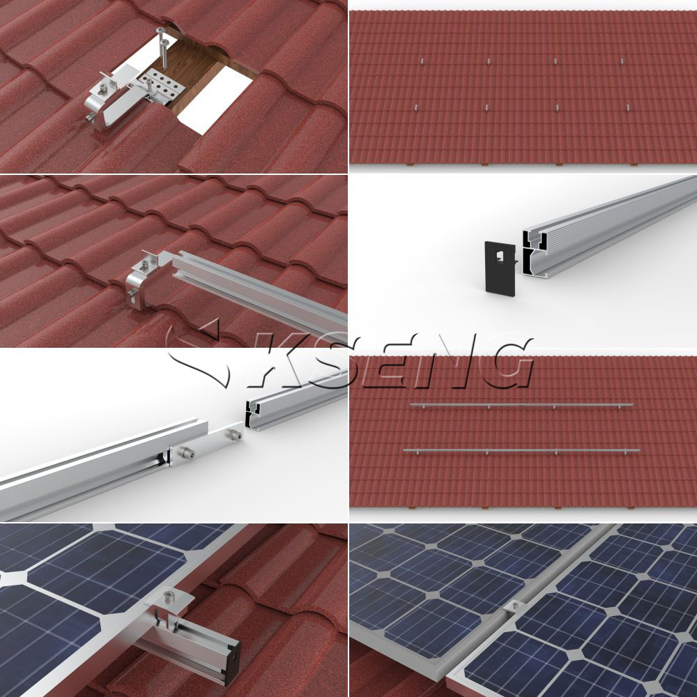 R061-tuile-toit-solaire-syst&egrave;me-de-montage-&eacute;tapes-d'installation-avec-HA-1101-crochets-de-toit-et-rails-R061