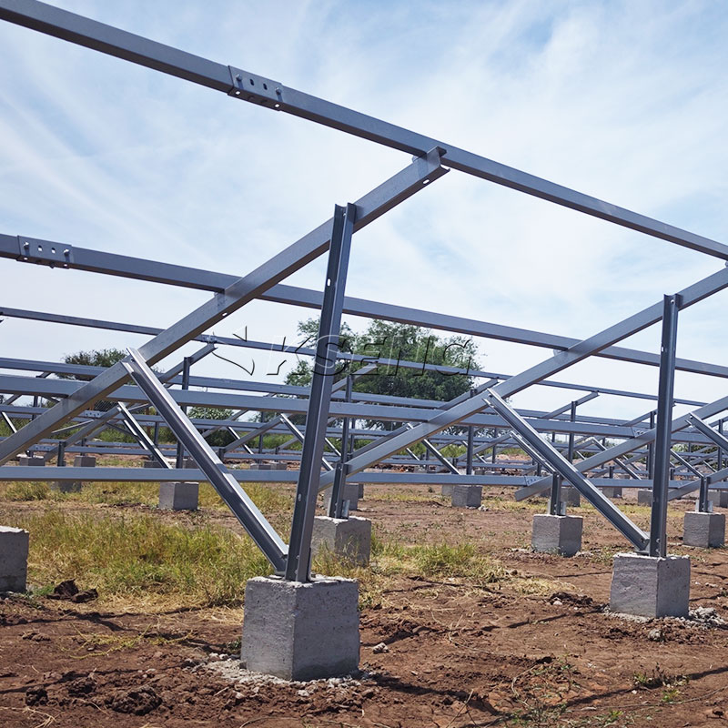 Syst&egrave;me solaire de b&acirc;ti au sol d'acier au carbone de magn&eacute;sium en aluminium de zinc pour la fondation en b&eacute;ton