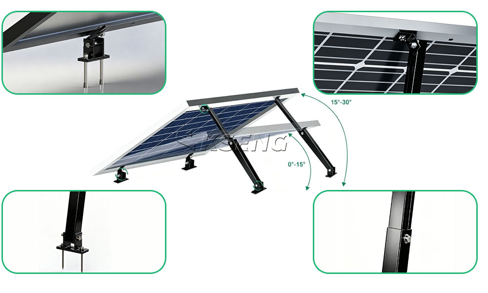 KSENG-Support-solaire-Avant-Arri&egrave;re-R&eacute;glable-(Aluminium, -10-60&deg;-Angle)