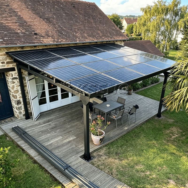 Kseng-Europe-entrep&ocirc;t-en-stock-noir-aluminium-solaire-pergola-carport-support-pour-fourniture-distributeur