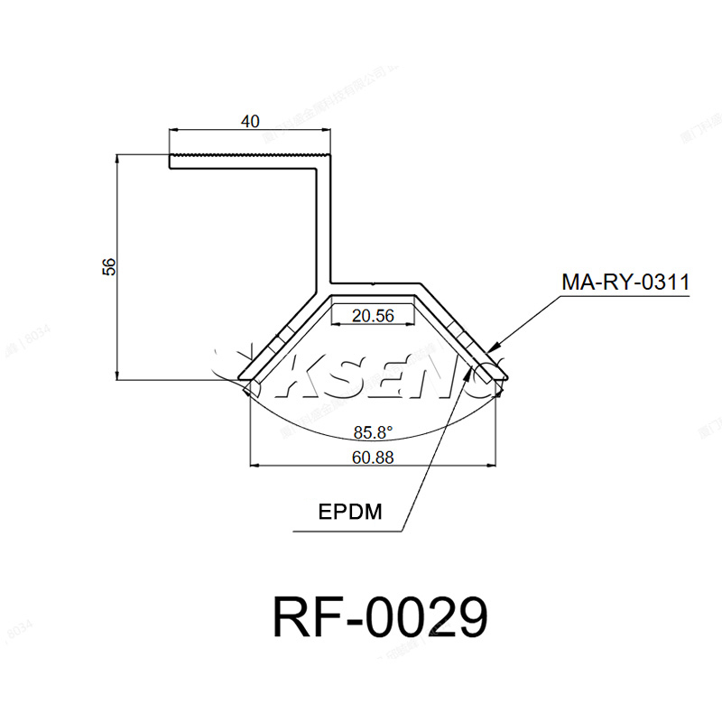 Dessin dimensionnel de la pince solaire de toit en m&eacute;tal trap&eacute;zo&iuml;dal de type foret Kseng