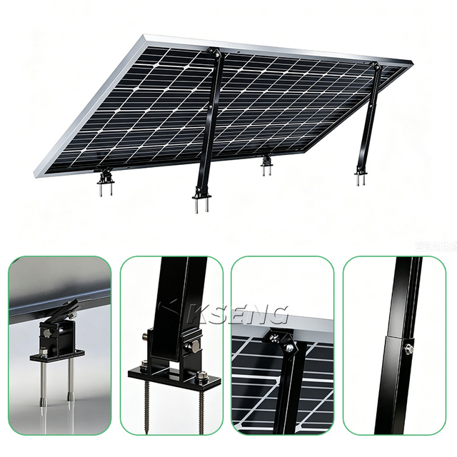 KSENG Supports solaires en aluminium Support de pied avant et arri&egrave;re r&eacute;glable (plage d'angle 10-15&deg;, 15-30&deg;, 30-60&deg;)