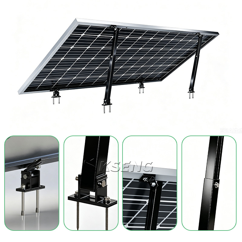 KSENG Supports solaires en aluminium Support de pied avant et arri&egrave;re r&eacute;glable (plage d'angle 10-15&deg;, 15-30&deg;, 30-60&deg;)